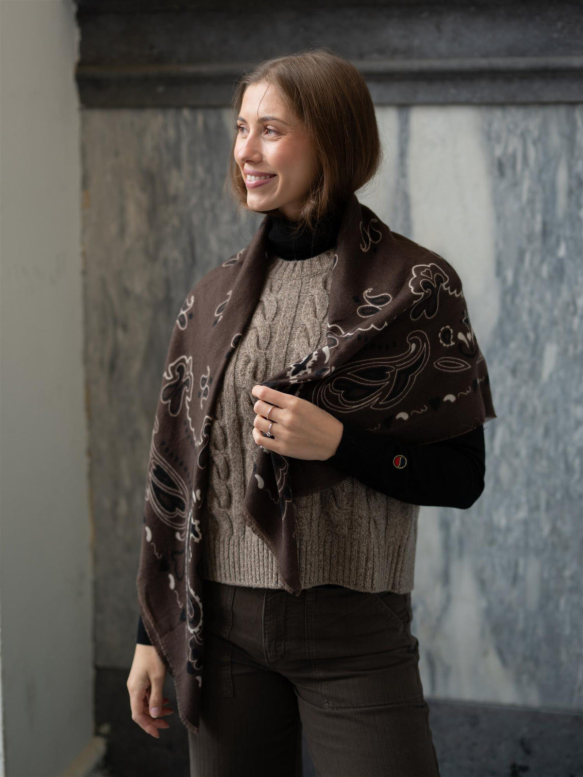 Heritage Paisley Scarf Dark Brown