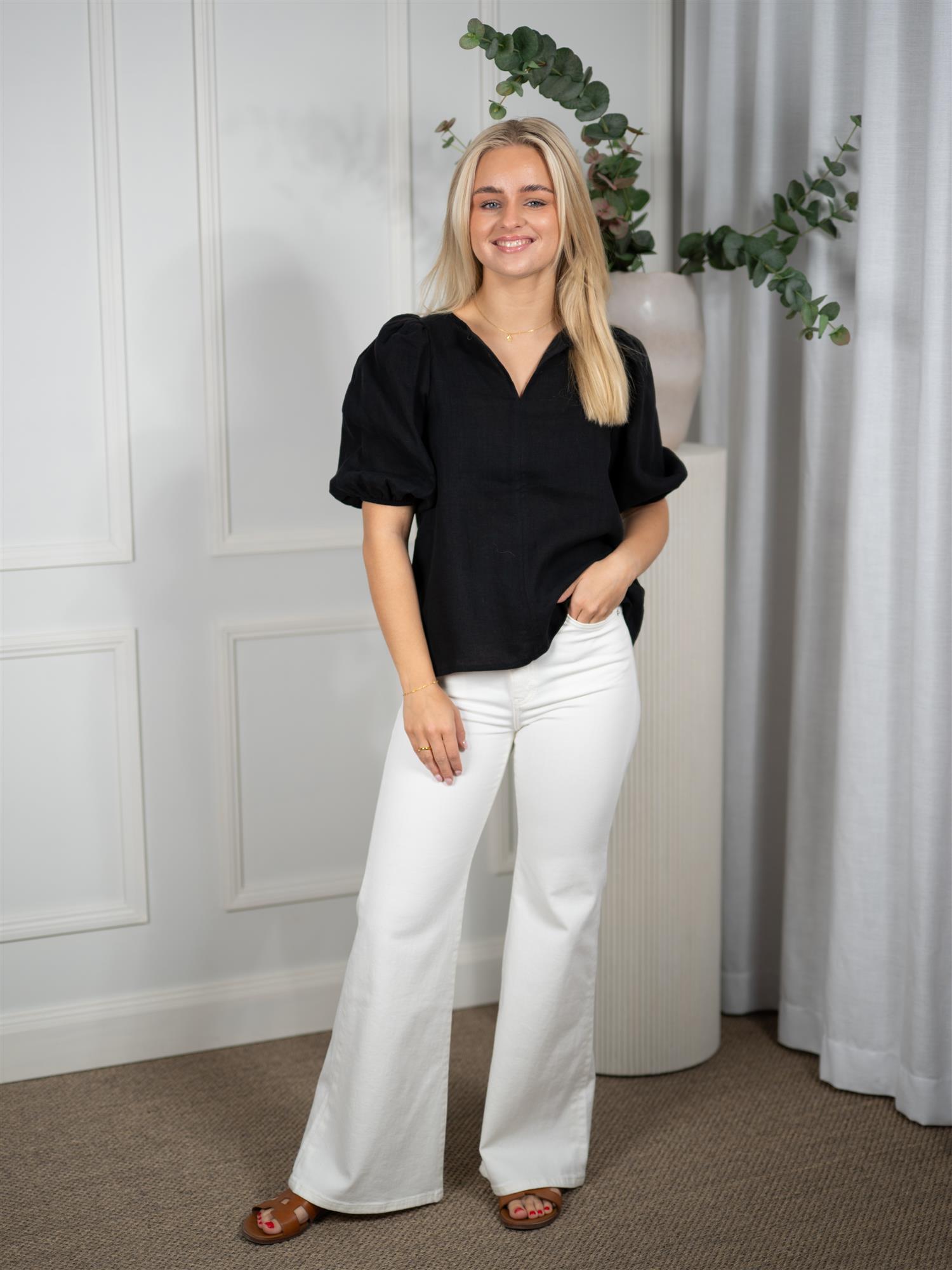 Ella&il Anna Linen Top Black