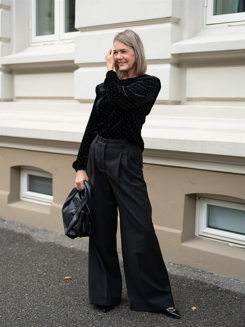 Ella&il Kendra Stud Velour Blouse Black