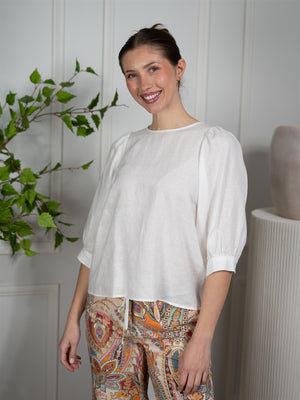 Stenströms Carmen Blouse Puff Sleeve White