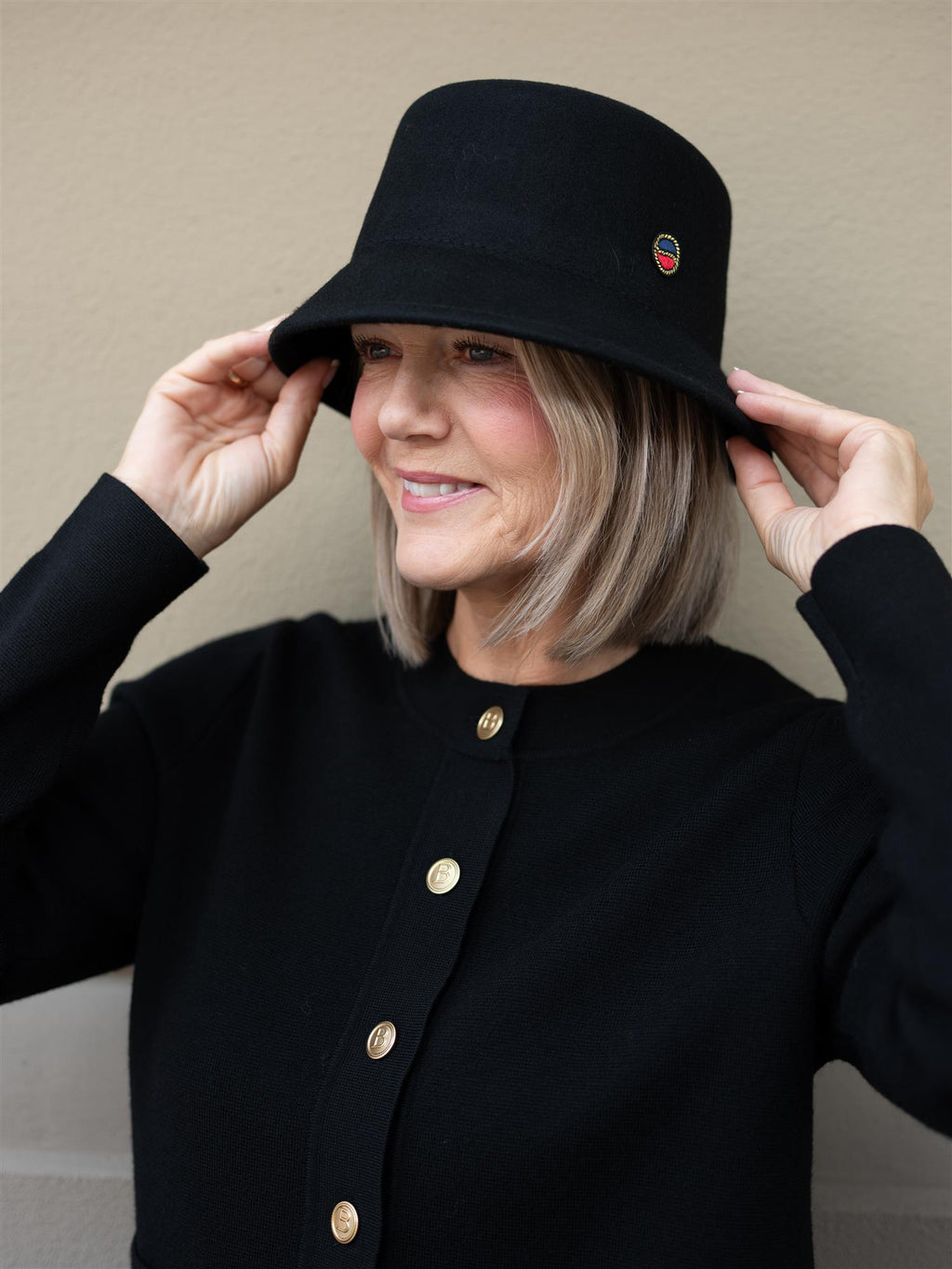 Busnel Tina Felted Bucket Hat Black