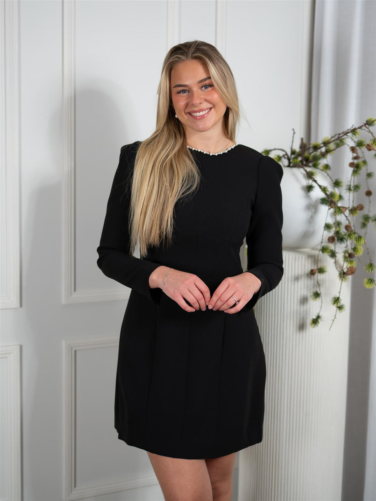 Nathalie Pearl Dress Black