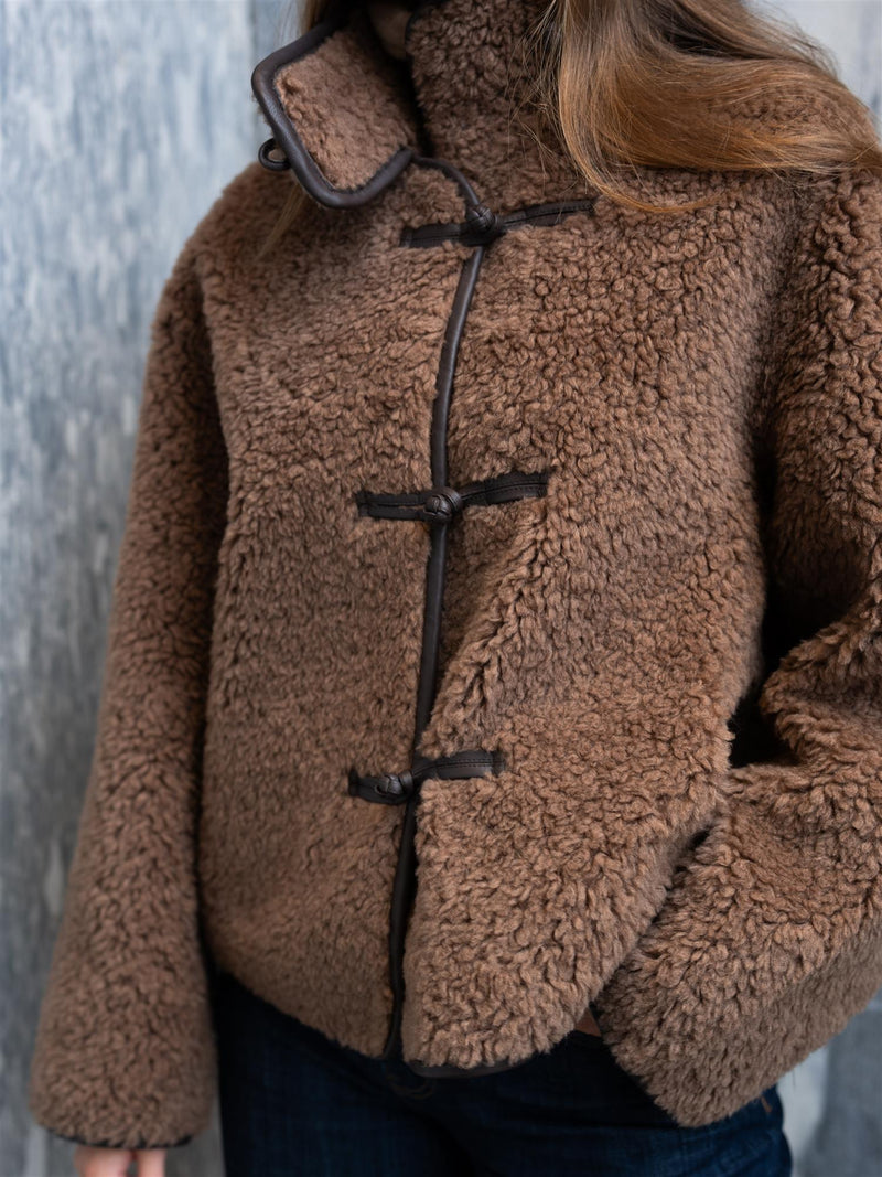 Christian Aks Zola Lamb Fur Jacket Cappucino