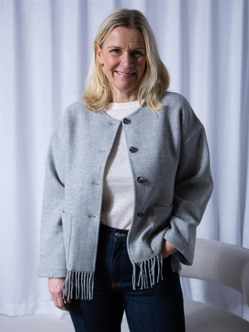 Christian Aks Carla Lambswool Jacket Lt. Grey Mel