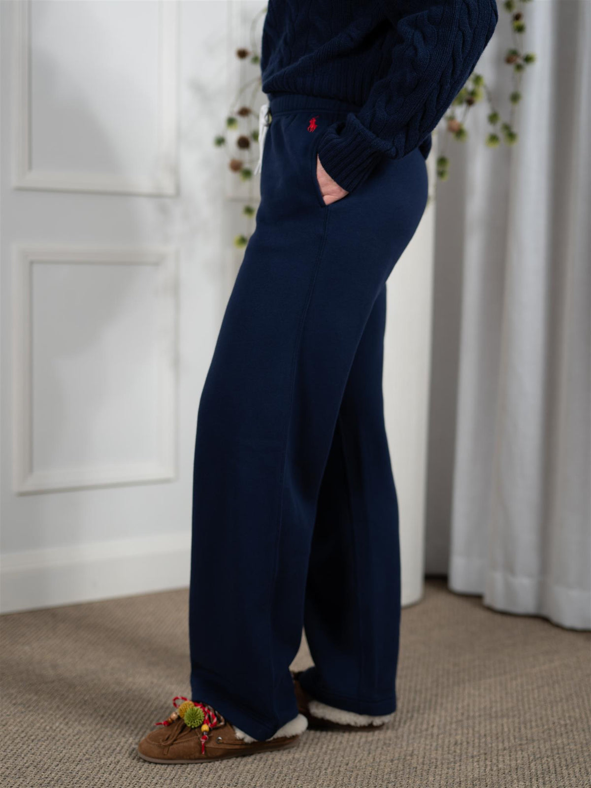 Drawstring Wide-Leg Tracksuit Bottoms Cruise Navy