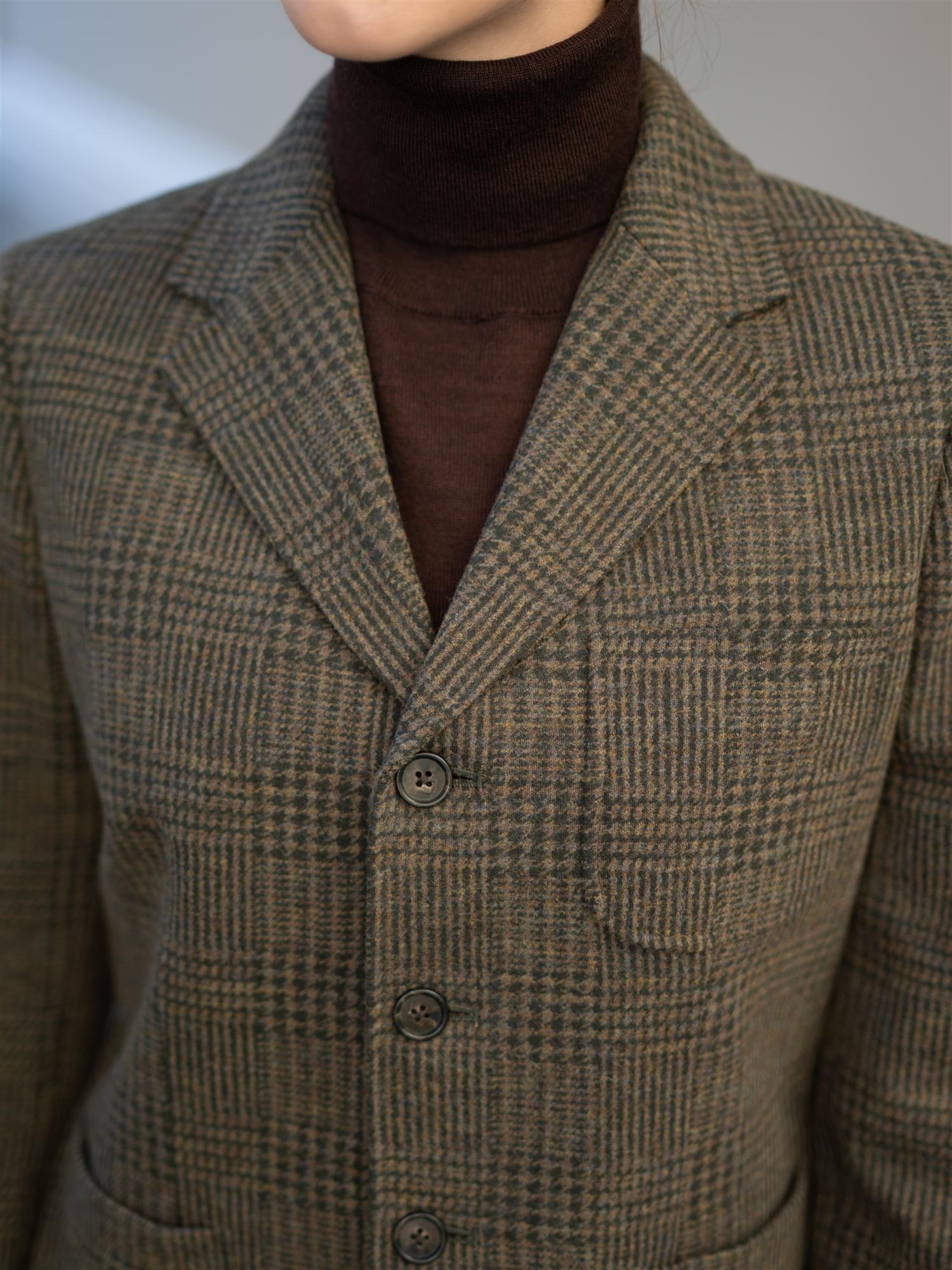 Single-Breasted Glen Check Blazer