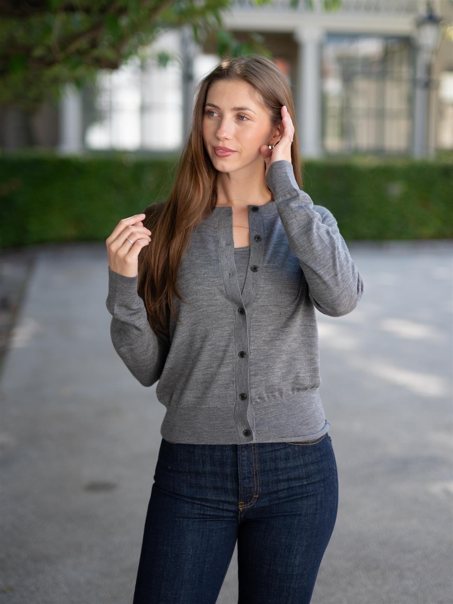 Lilja Merino Cardigan Stone Grey