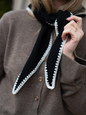 Christian Aks Mina Stitched Merino Scarf Black