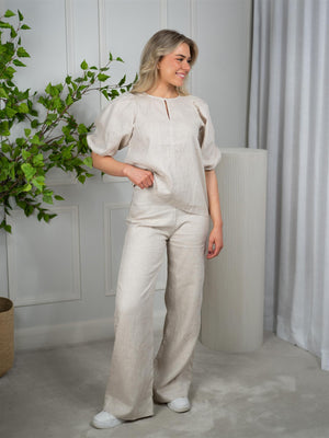 Ella&il Molly Linen Pants Beige Melange
