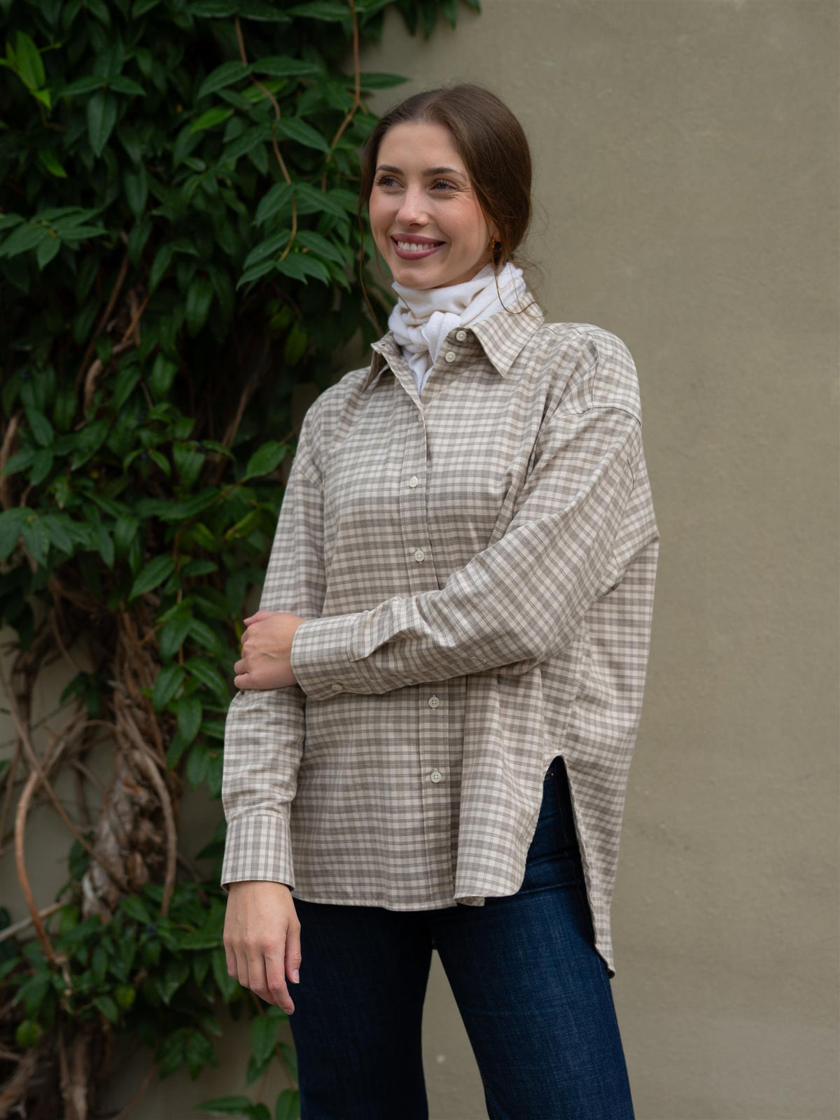 Edwina Flannel Shirt Checked Taupe