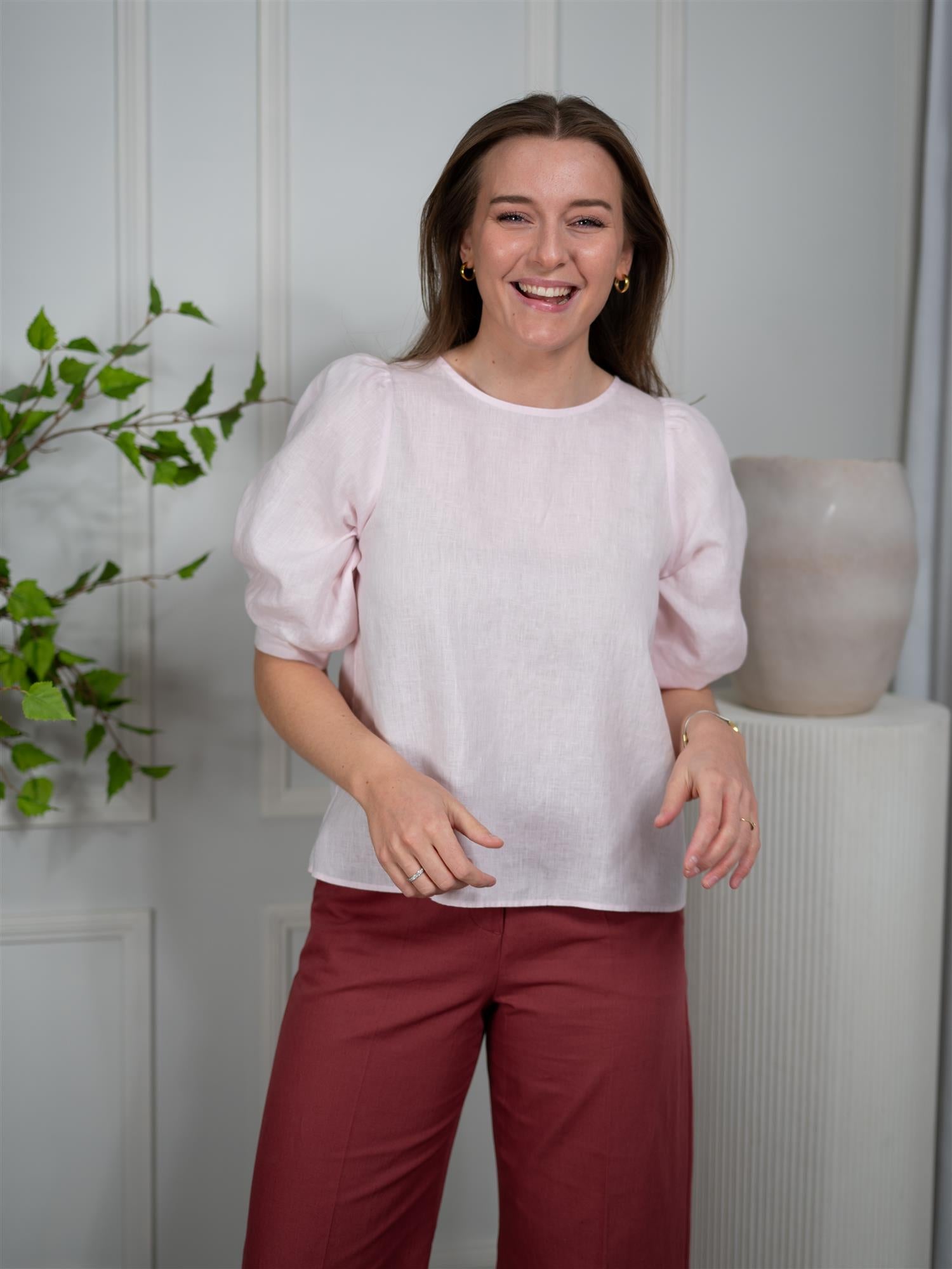 Stenströms Carmen Blouse Puff Sleeve Light Pink