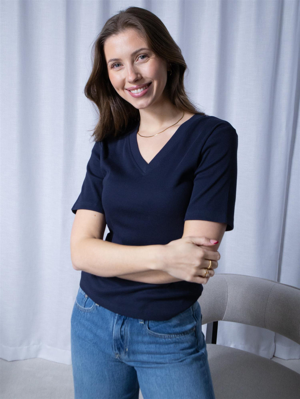 Riccovero V-neck Tee Navy