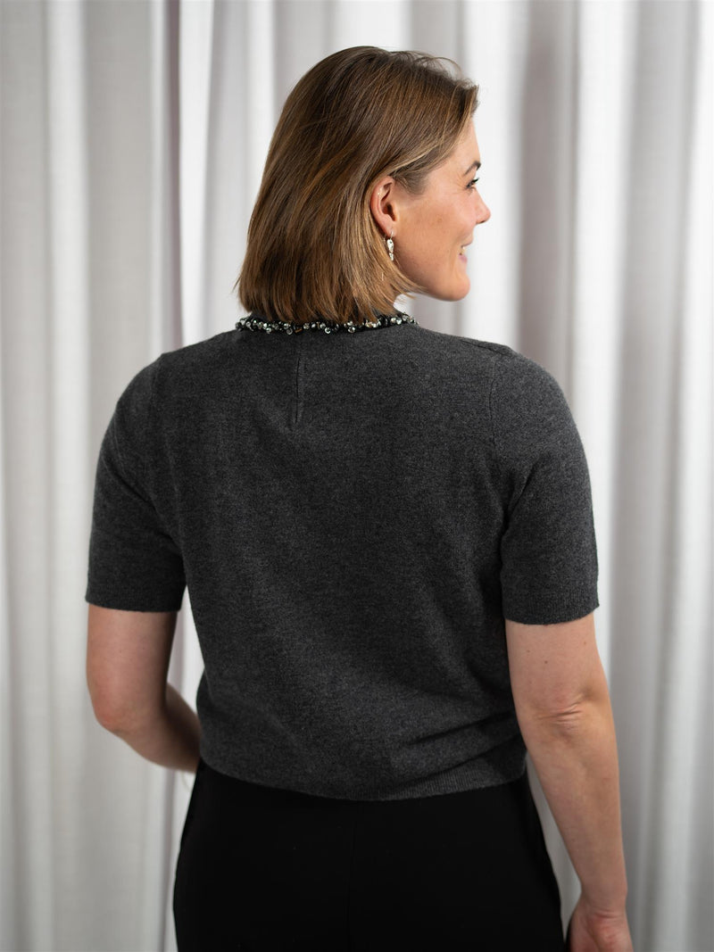 ONE and OTHER Tone Knitted Top Antracit Melange