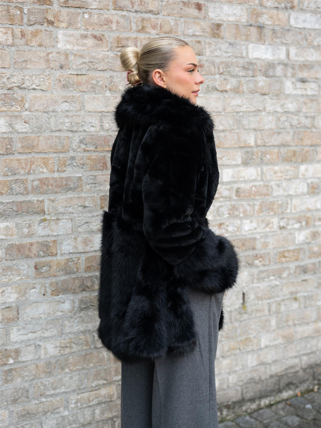 Ella&il Anna Fake Fur Jacket Black
