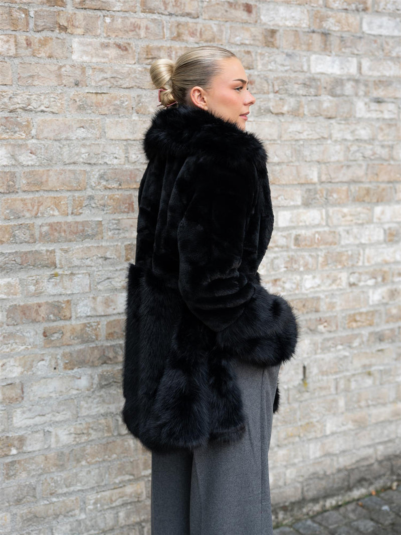 Ella&il Anna Fake Fur Jacket Black