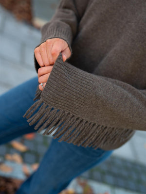 Davida Boxy O-Neck Fringes Cacao