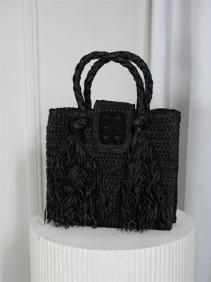 Ella&il Sigrid Straw Bag Black