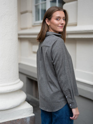 Julie Josephine Sophie Wool Blend Shirt Grey Stripe