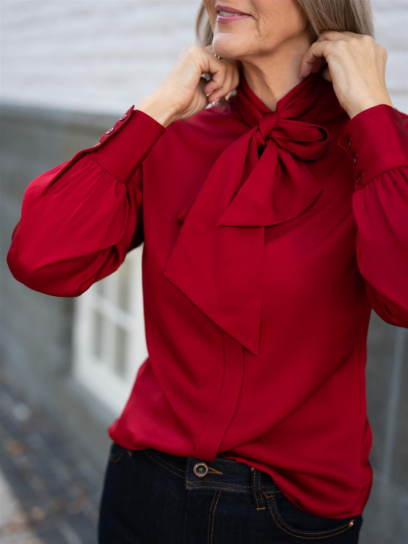 Stenströms Selma Blouse Bowtie Flyfront Red