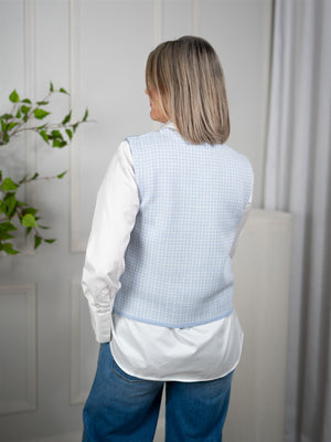 Busnel Rosalin Top Pepita Ice Blue