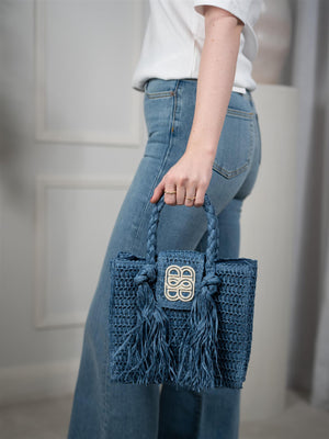 Ella&il Sigrid Straw Bag Blue