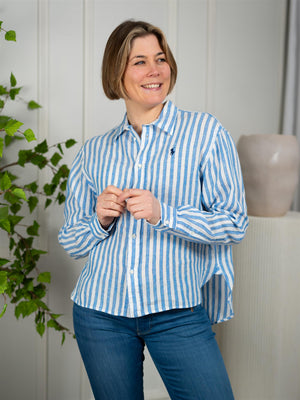 Polo Striped Linen Shirt Blue