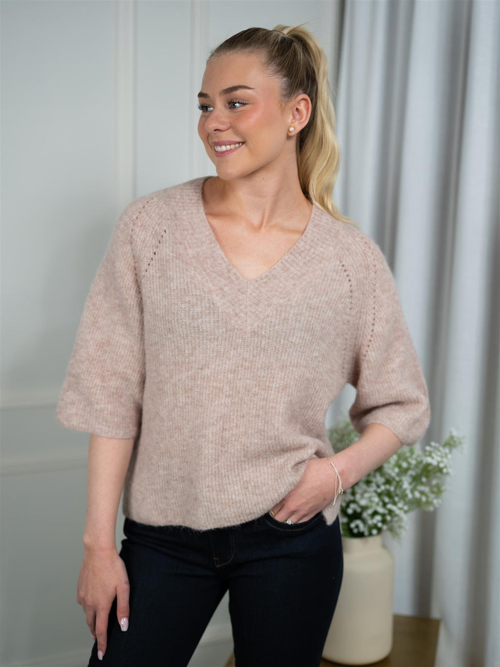 Mos Mosh Taci V-Neck Knit Doeskin