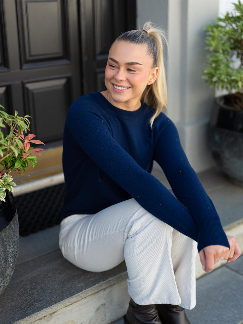 Fabienne Chapot Lidi Rhinestone Pullover After Midnight Blue