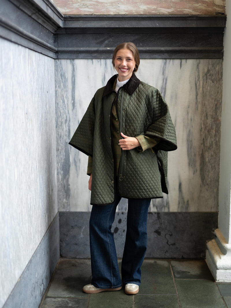 Barbour Oakham Quilted Cape Olive