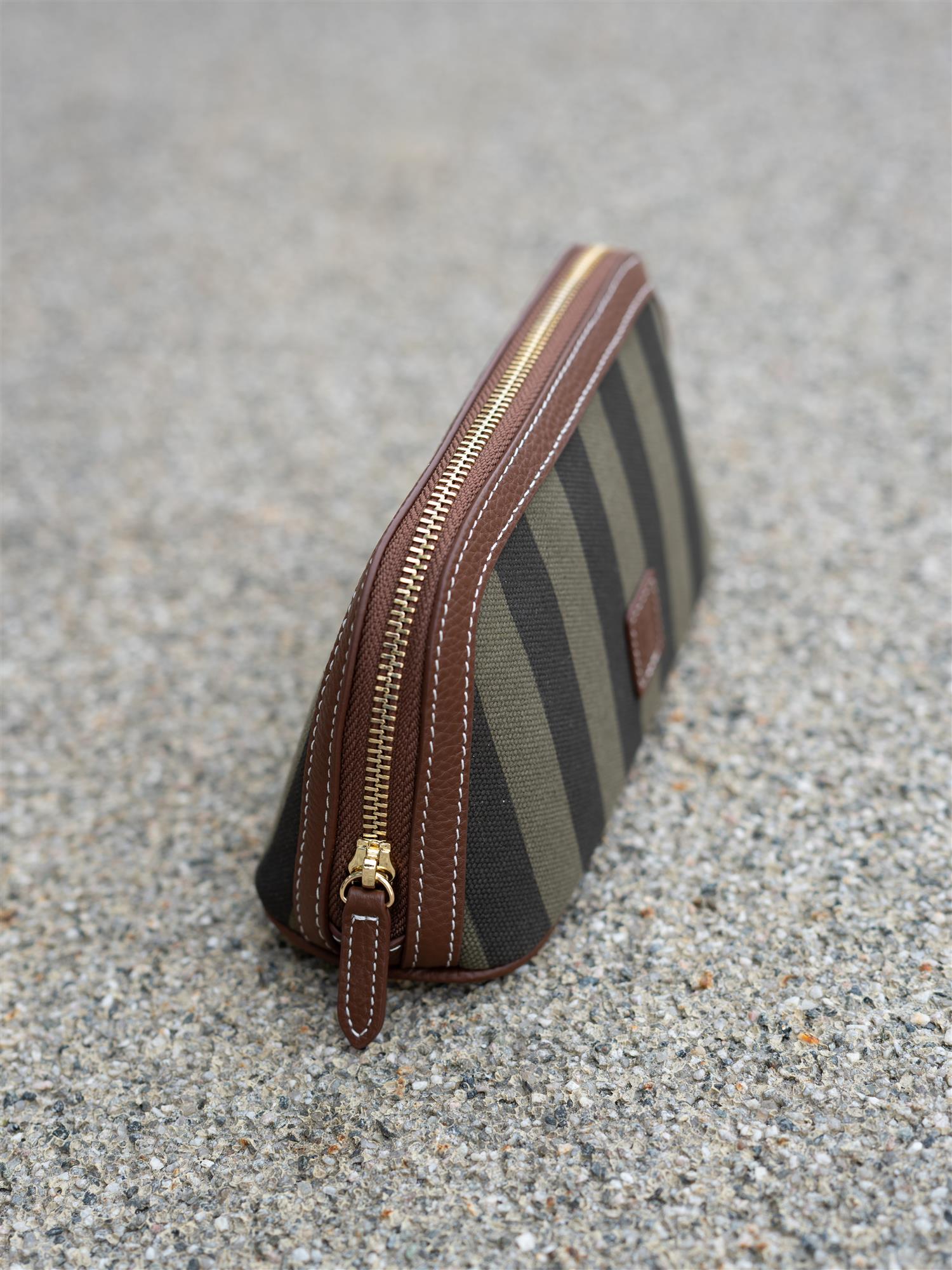 Cosmetic Pouch Small Green Stripe