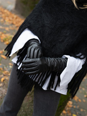 Christian Aks Long Leather Gloves Black