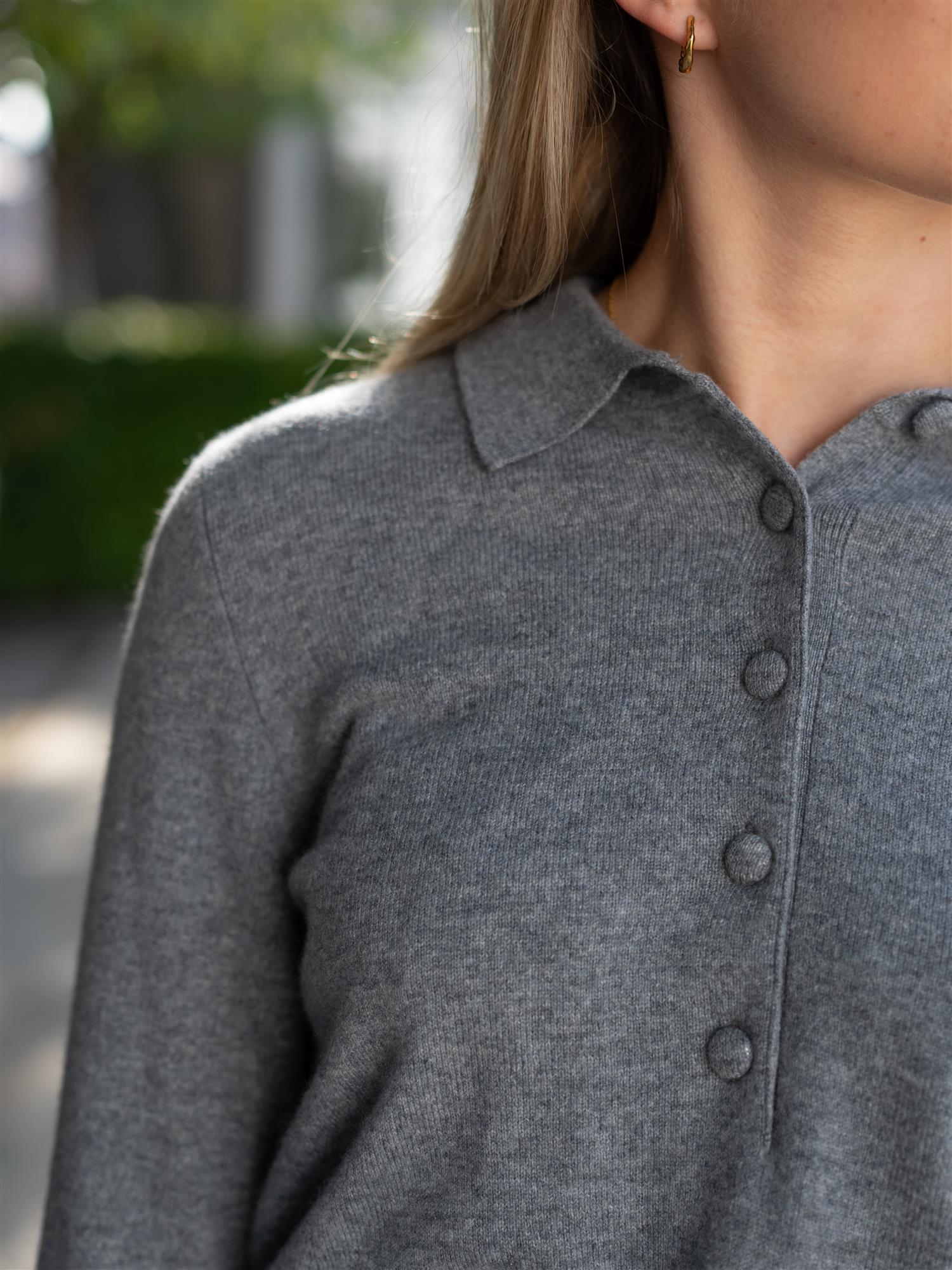 Elida Cashmere Polo Grey Mel