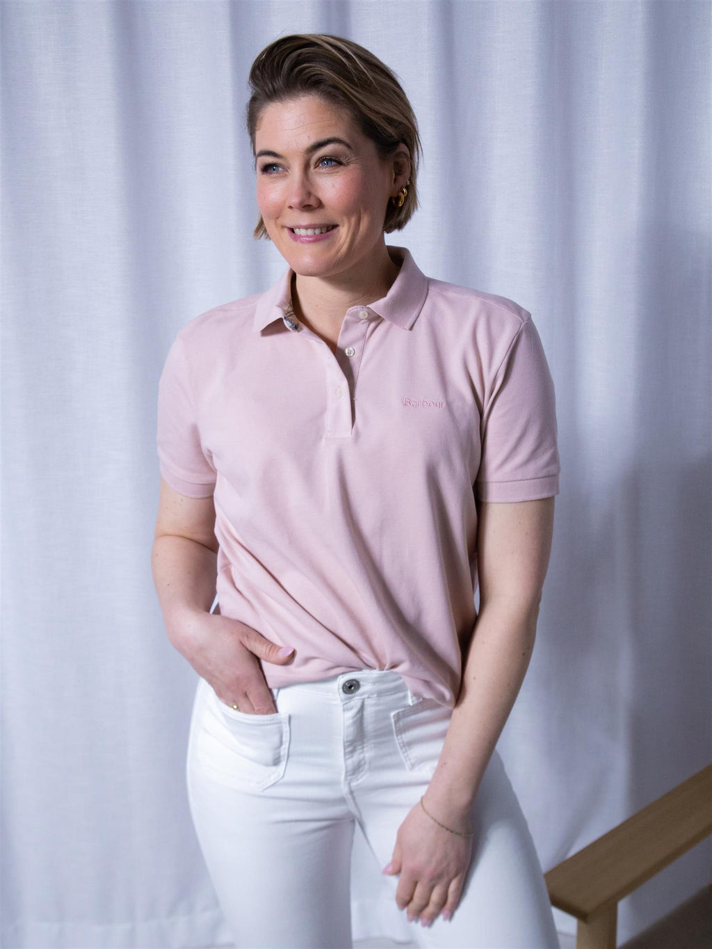 Barbour Bowford Polo Top Primerose Pink