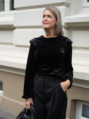 Ella&il Kendra Stud Velour Blouse Black