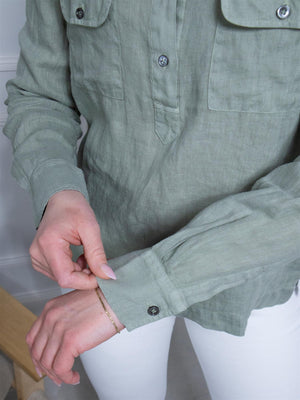 Mos Mosh Enna Linen Pocket Blouse Shadow