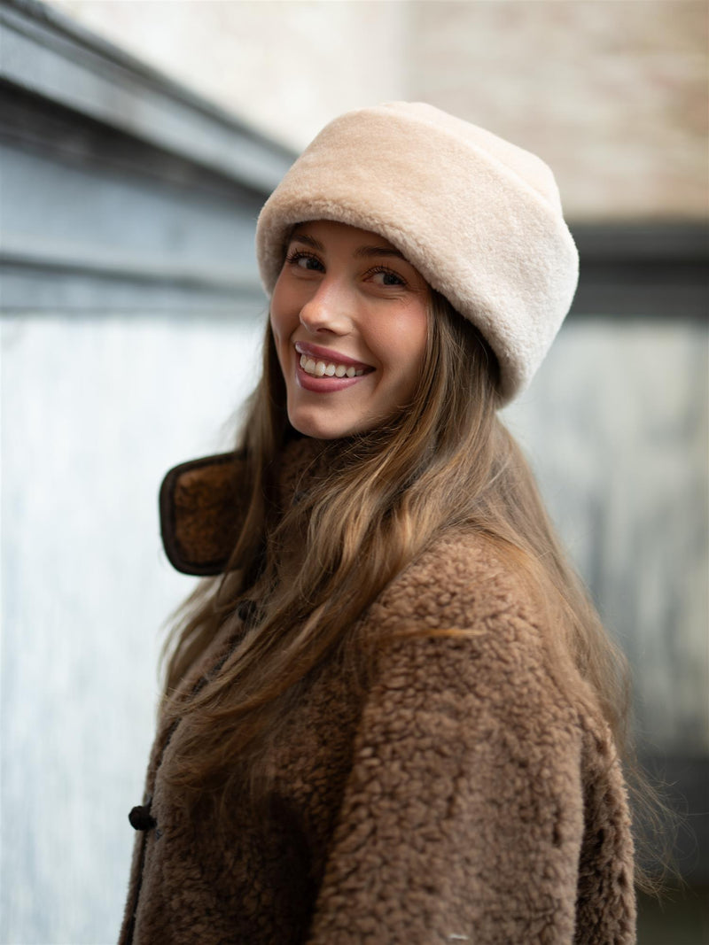 Christian Aks Adira Lamb Fur Hat Beige