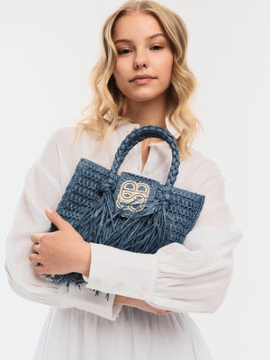 Ella&il Sigrid Straw Bag Blue