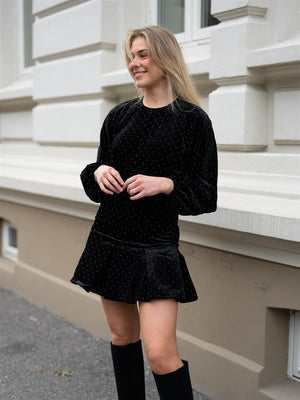 Ella&il Jamal Stud Velour Dress Black