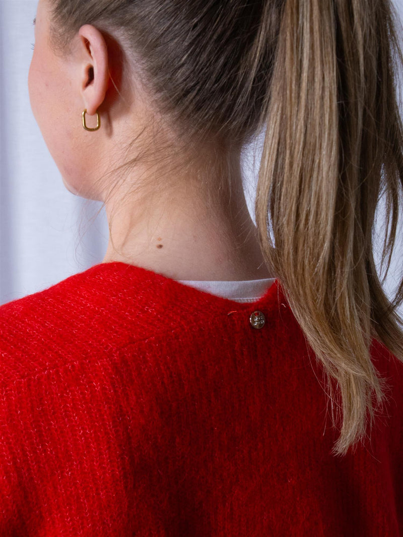 Mos Mosh Thora Relax Knit Cardigan Chinese Red