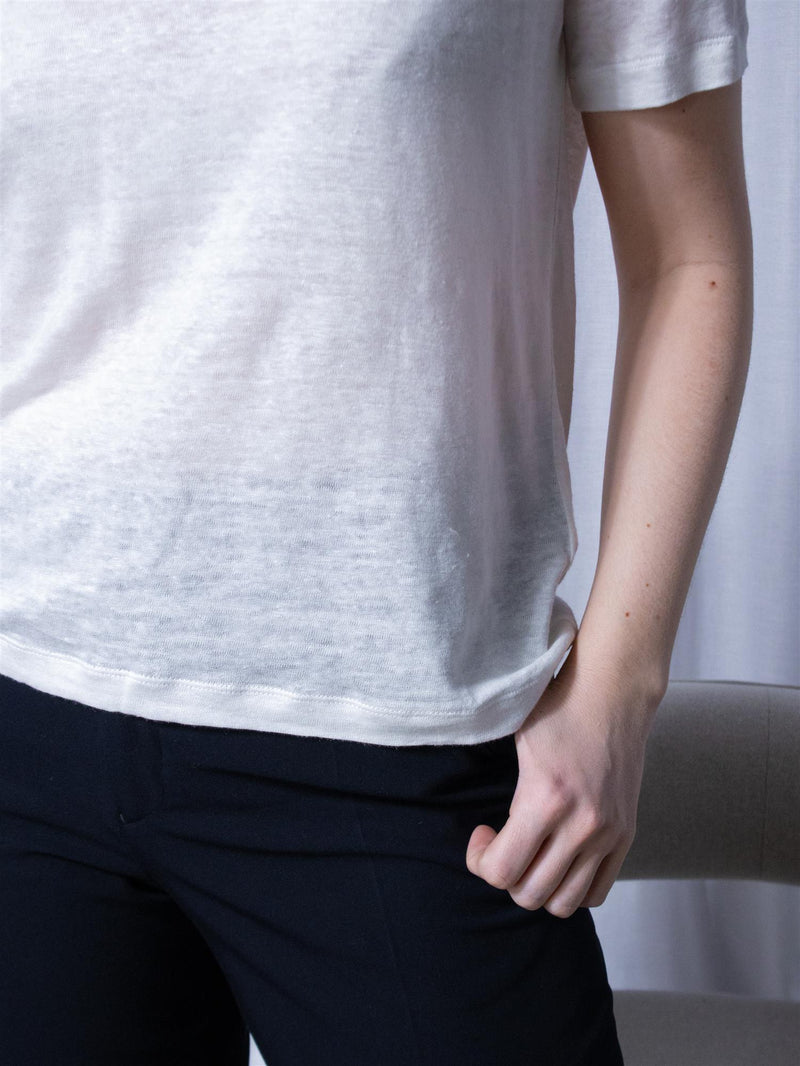 Gant Reg Linen V-Neck SS T-Shirt White