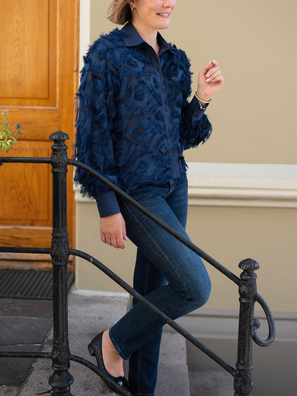 ONE and OTHER Pandora Shirt Navy Blue