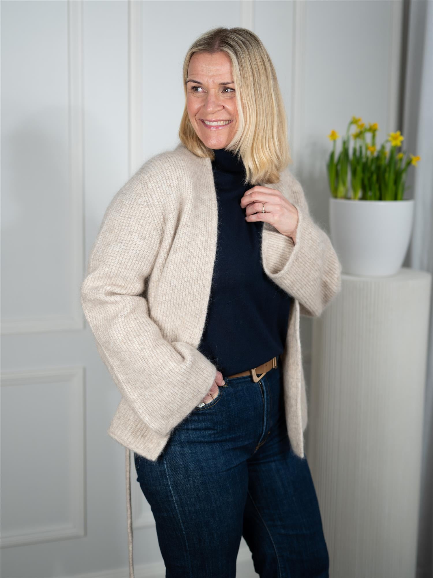 Lila Mohair Cardigan Wheat