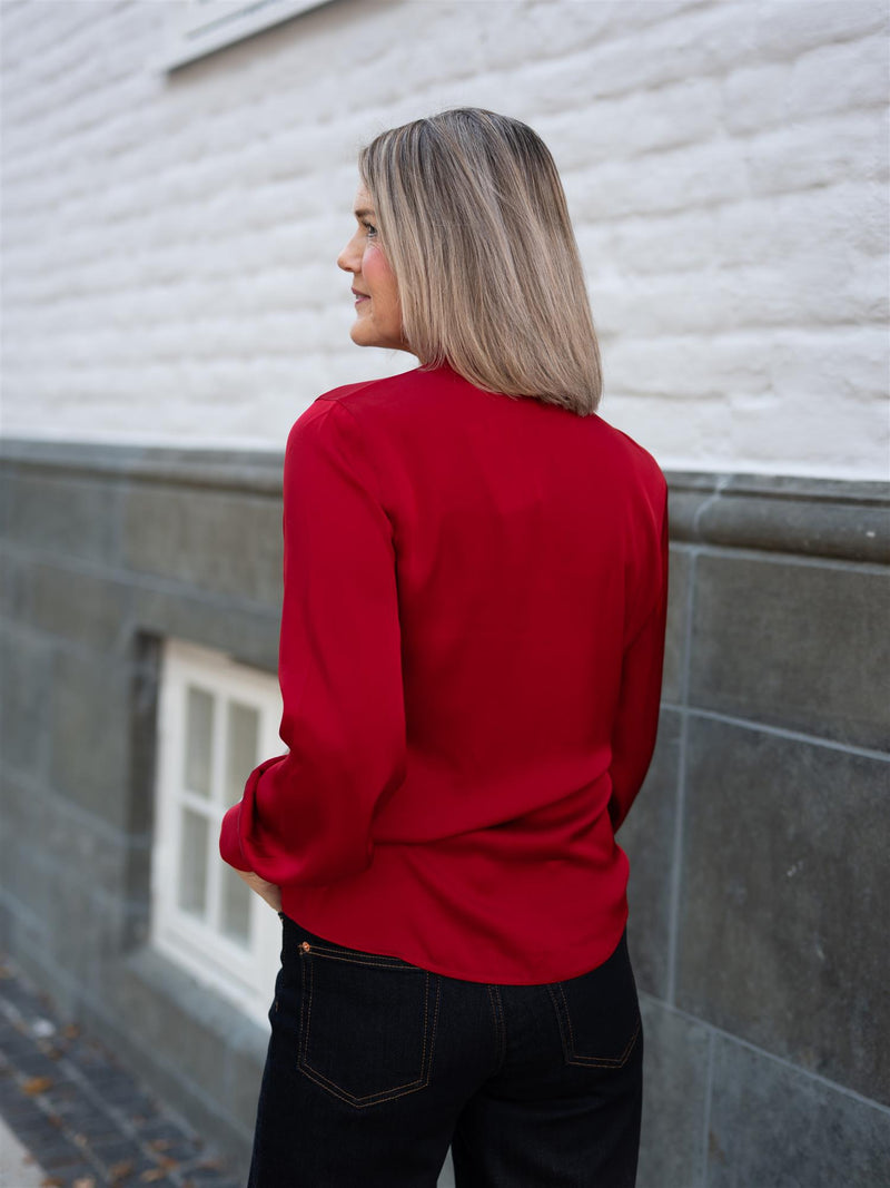 Stenströms Selma Blouse Bowtie Flyfront Red