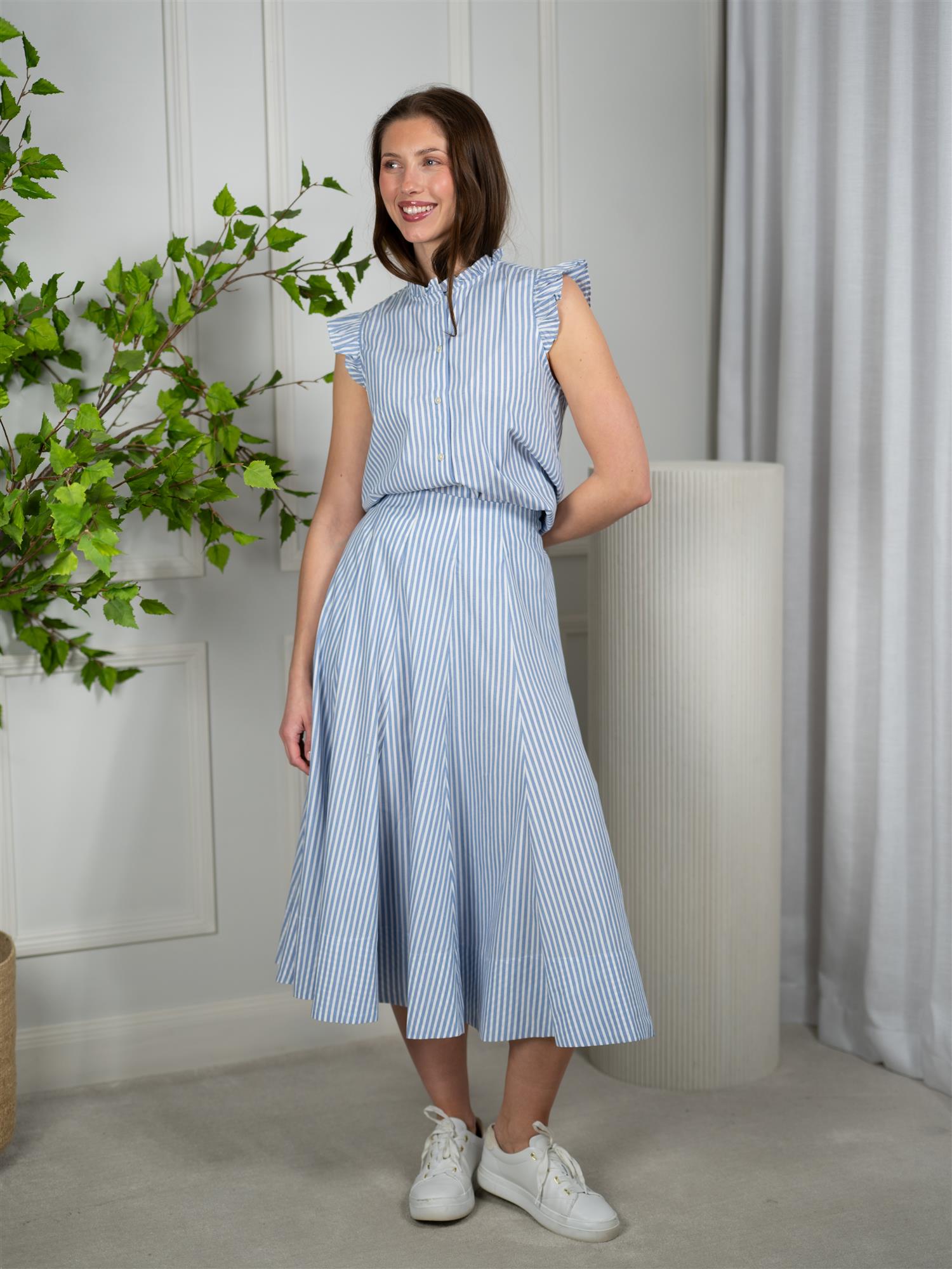 Gant Stripe Cotton Panel Midi Skirt