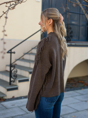 Davida Boxy O-Neck Fringes Cacao