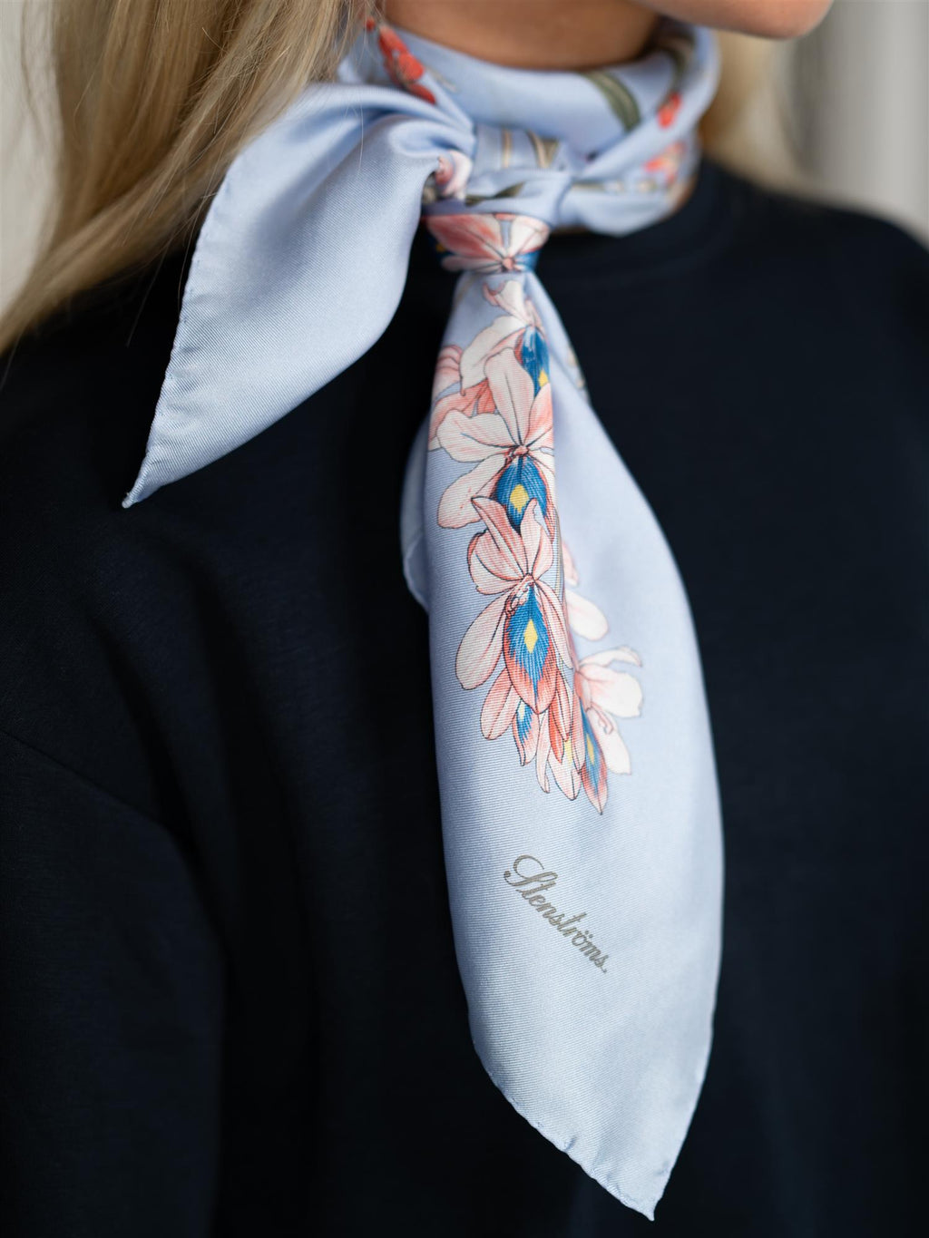 Stenströms Scarf Light Blue Pattern