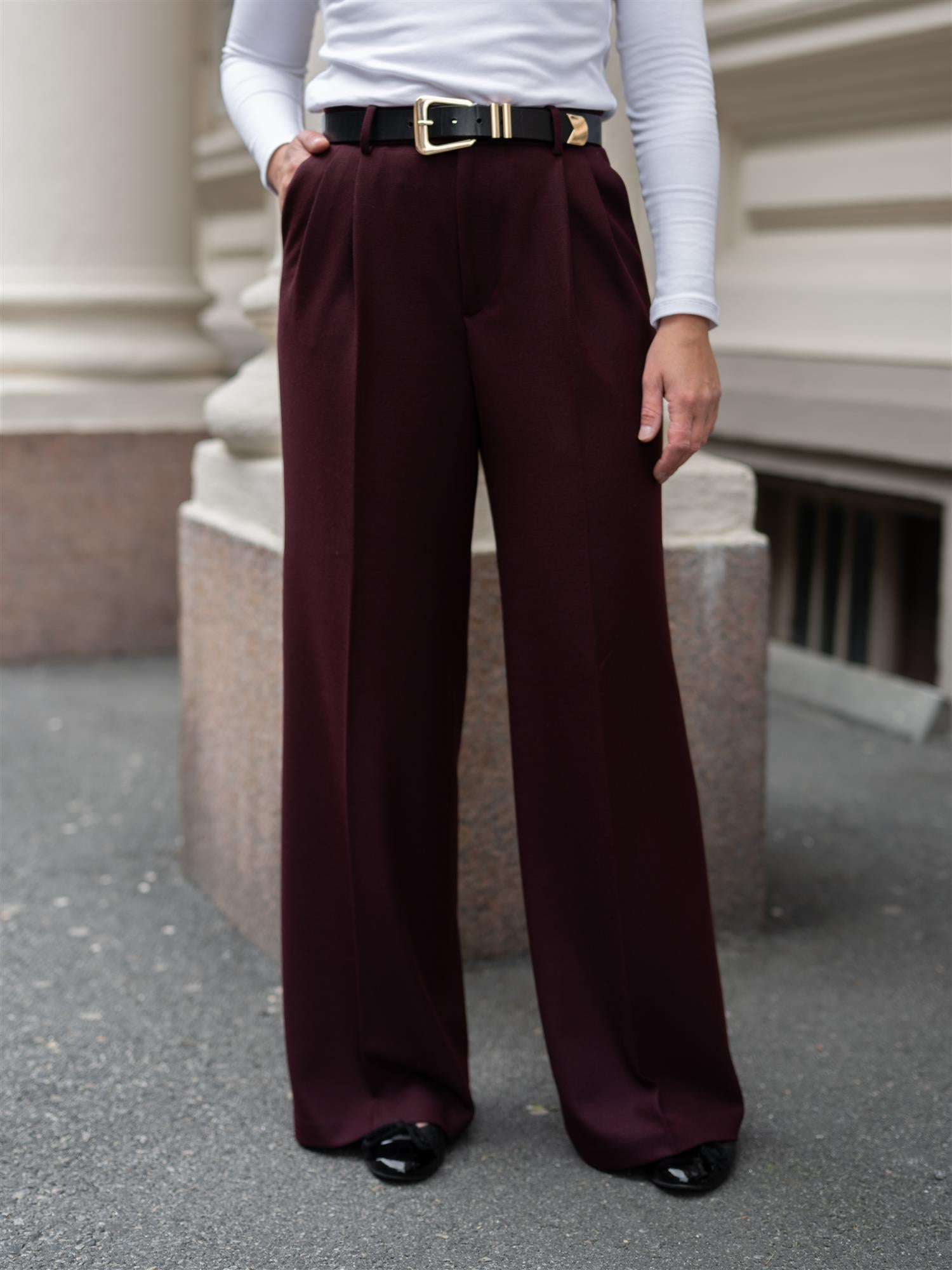 Sand Remi Tweed Dori Super Wide Dark Red