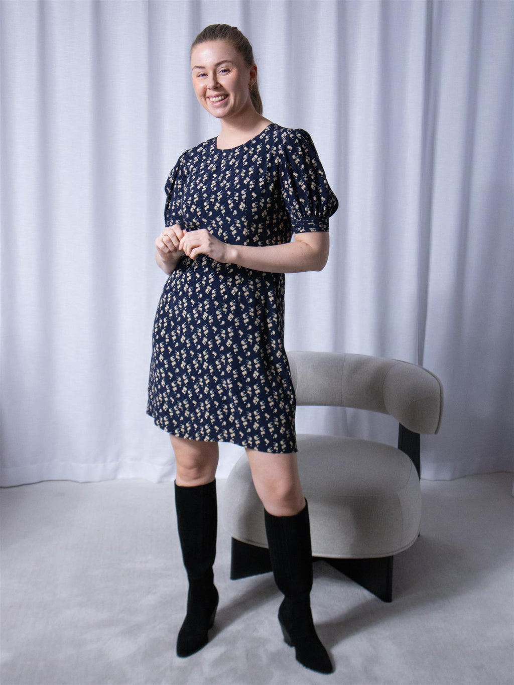 Camilla Pihl Allegra Dress Navy Hortensia