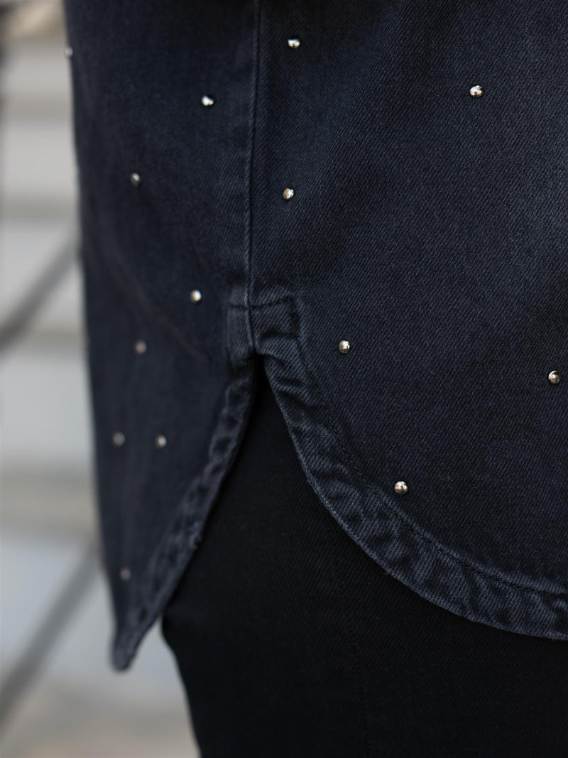 Mos Mosh Emme Studs Shirt Dark Grey Denim