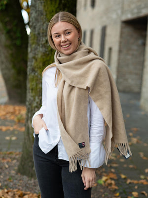 Lexington Recycled Wool Blend Scarf Light Brown Melange
